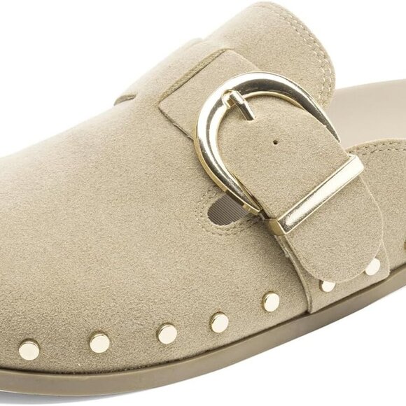 Shoes - Womens Suede Rivet Mules Slip On Comfort Shoe for Indoor Outdoor